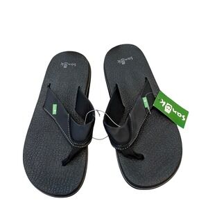 Sanuk Mens Beer Cozy Flip Flop‎ Thong Sandals Black Size 8 SMS2839C